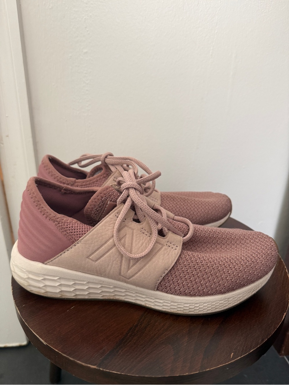 New Balance Women's Dusty Rose Knit Lace-Up Sneakers